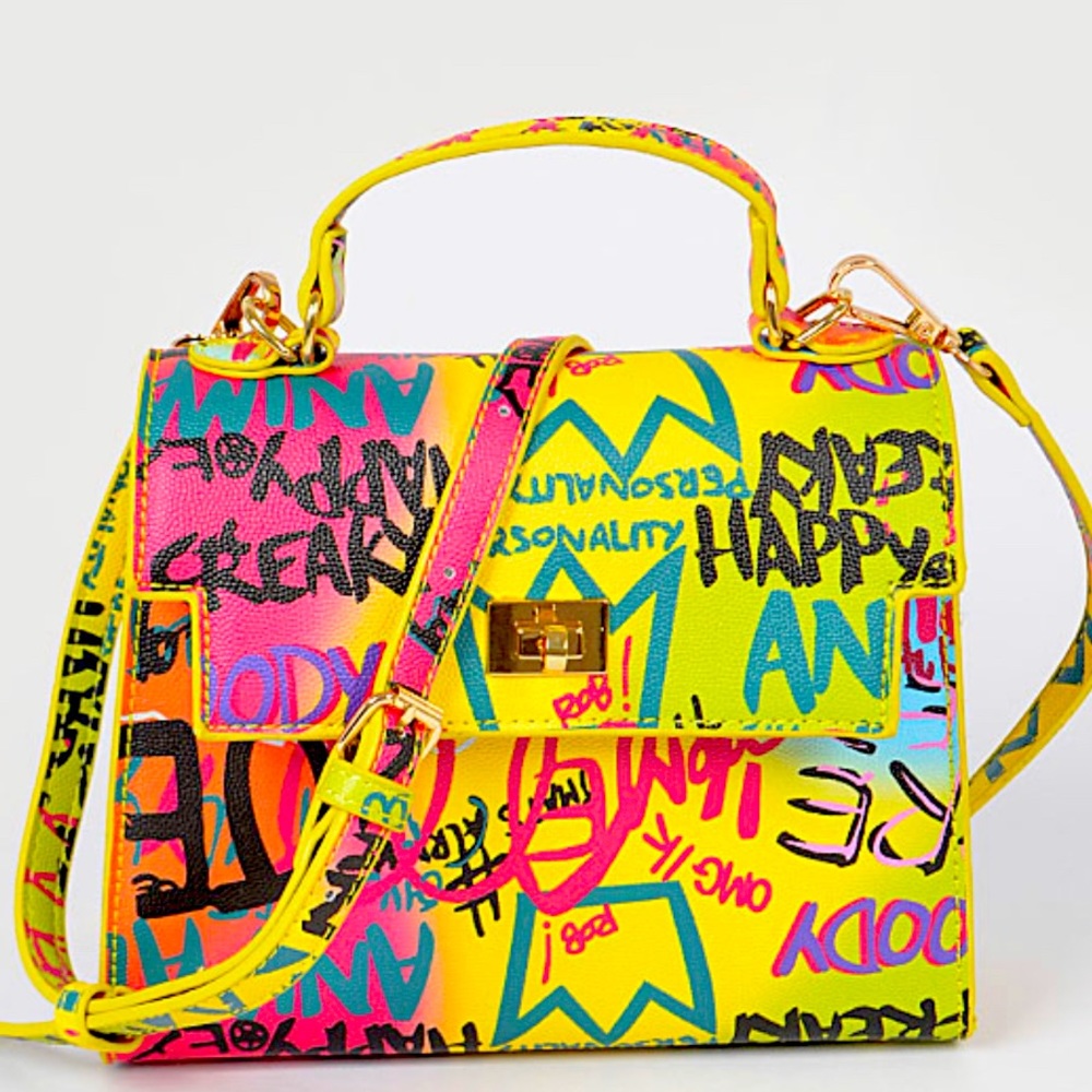 Bright Graffiti Midsize Crossbody Handbag